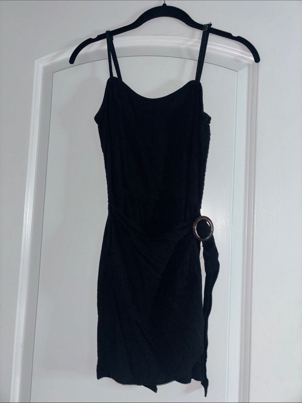Aeropostale Black Spaghetti-Strap Mini Dress with Side Ring